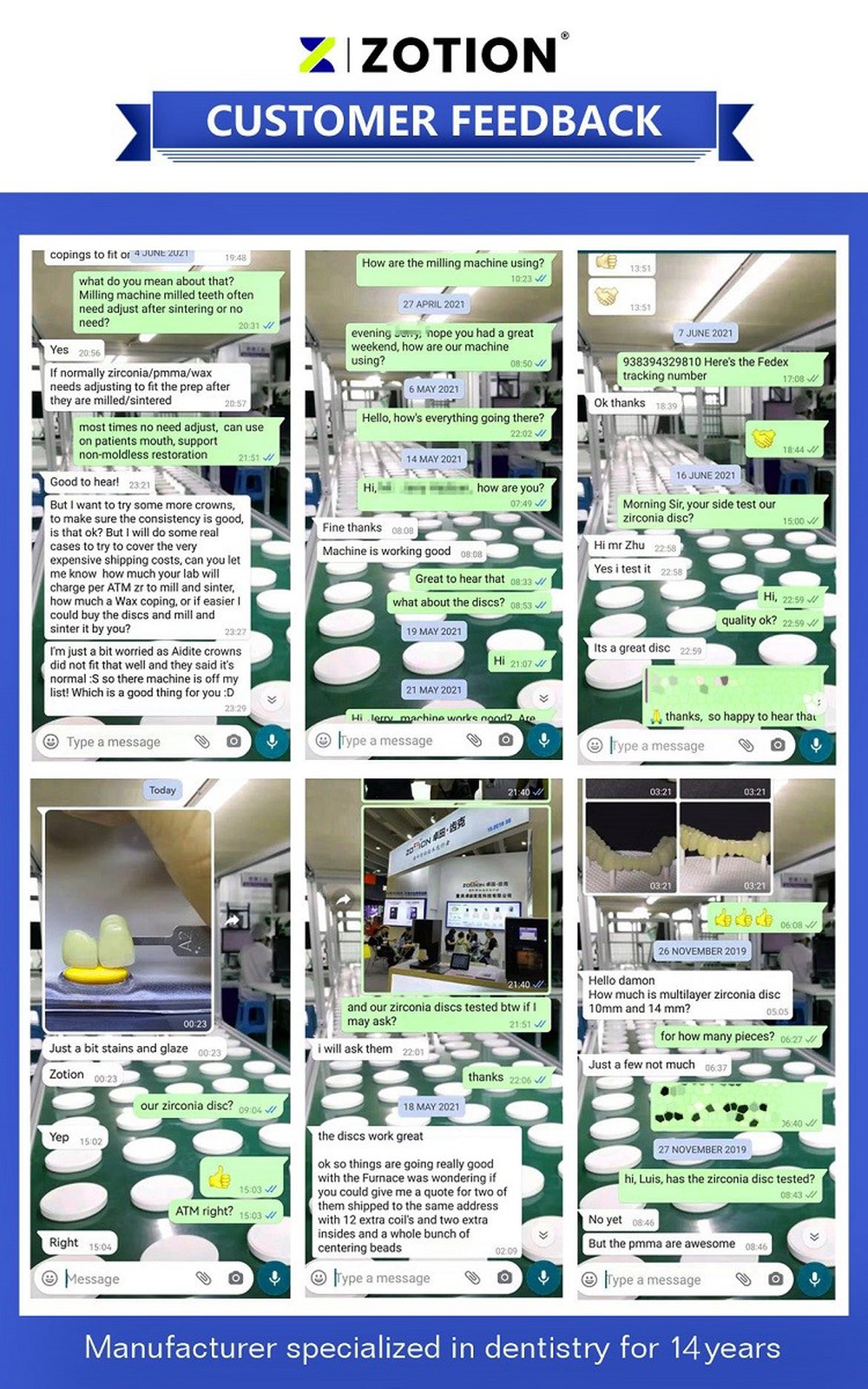 Multilayer Preshaded Dental Zirconia Material Zirconium Block For Dental Lab CUSTOMER feedback Multilayer Preshaded Dental Zirconia Material Zirconium Block For Dental Lab CUSTOMER feedback