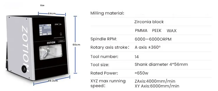 Dental Cad Cam 5 Axis Dental Milling Machine For Zirconia Block parameter Dental Cad Cam 5 Axis Dental Milling Machine For Zirconia Block parameter